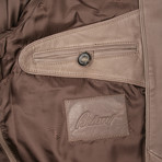 Leather Zip Pocket Biker Jacket // Beige (S)