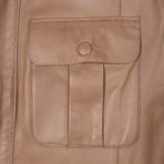 Leather Biker Jacket // Beige (S)