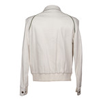 Leather Piped Biker Jacket // White (S)