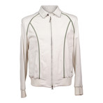 Leather Piped Biker Jacket // White (S)