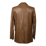 Leather Rolling 3-Button Blazer // Brown (S)