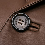 Leather Rolling 3-Button Blazer // Brown (S)