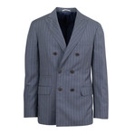 Uccello Striped Wool Double Breasted Suit // Gray (Euro: 44)