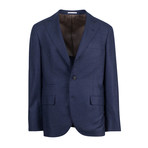 Check Peak Lapel Cashmere Blend 3/2 Suit // Navy Blue (Euro: 46)