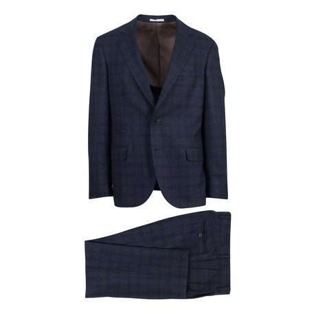 Plaid Cashmere 3/2 Button Suit // Blue (Euro: 46)