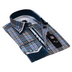 Reversible Cuff Button-Down Shirt // Blue Check (S)