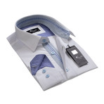 Reversible Cuff Button-Down Shirt // Solid White + Denim Blue (S)