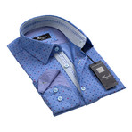 Reversible Cuff Button-Down Shirt // Geometric Denim Blue (M)
