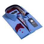 Reversible Cuff Button-Down Shirt // Blue + Burgundy (L)