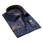 Amedeo Exclusive // Reversible Cuff Button-Down Shirt // Tropical Navy Blue (XL)