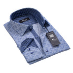 Amedeo Exclusive // Reversible Cuff Button-Down Shirt // Light Blue + Gray Floral (2XL)