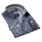 Amedeo Exclusive // Paisley Reversible Cuff Button-Down Shirt // Navy Blue + White (XL)