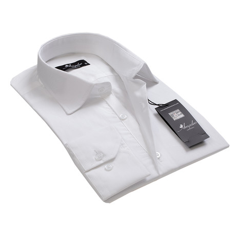 Amedeo Exclusive // Reversible Cuff Button-Down Shirt // Solid White (S)
