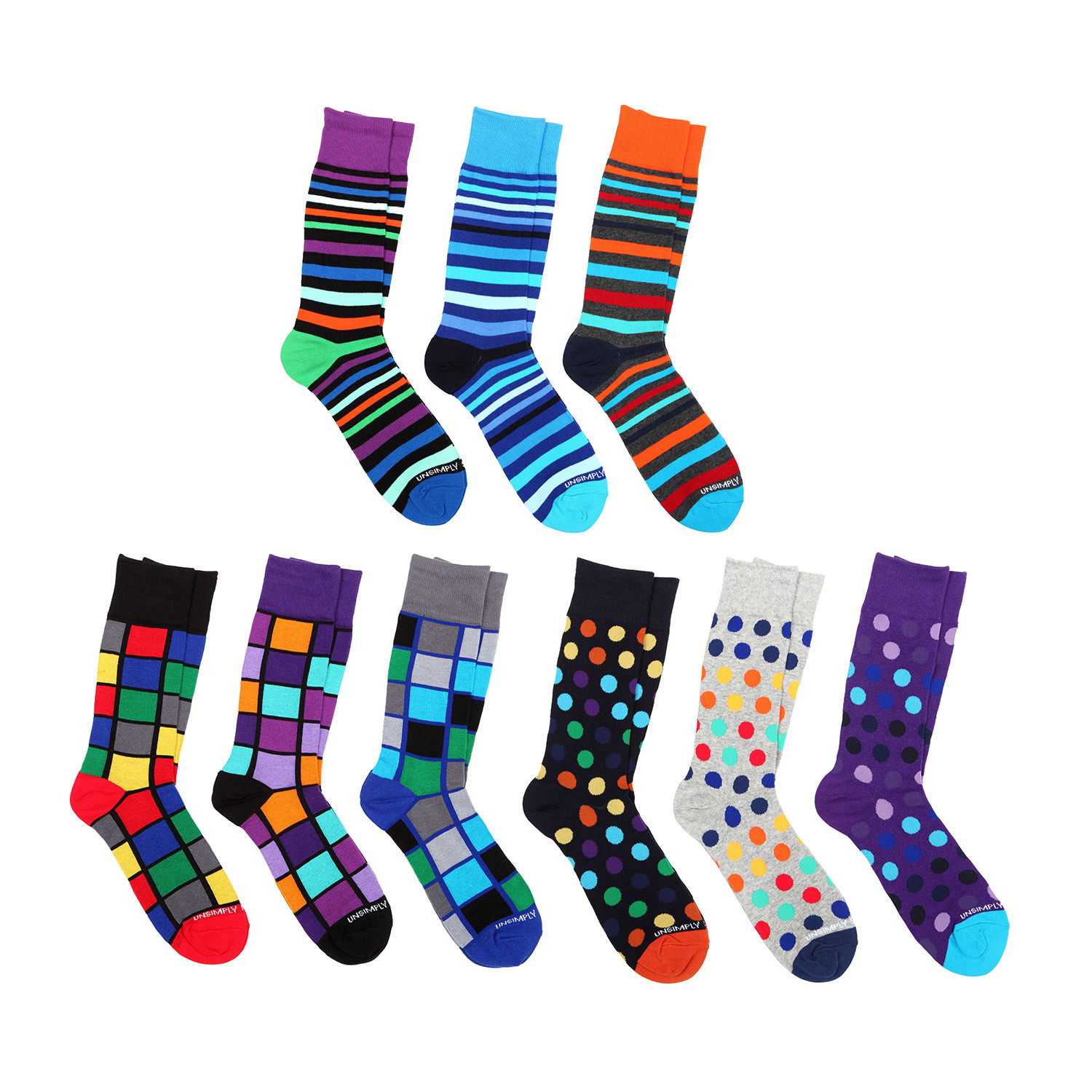 Crew Socks Combo Set // 1014 // 9 Pack - Unsimply Stitched - Touch of ...