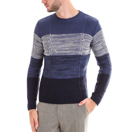 Wool Sweater + Striped // Blue (S)