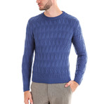 Wool Sweater + Geometric Design // Blue (L)