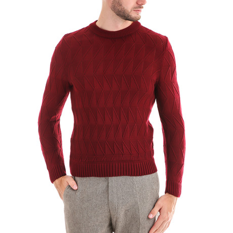 Wool Sweater + Geometric Design // Bordo (S)