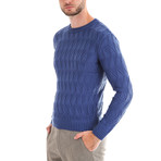 Wool Sweater + Geometric Design // Blue (S)