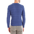 Wool Sweater + Geometric Design // Blue (L)