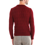 Wool Sweater + Geometric Design // Bordo (XL)
