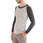 Wool Raglan Sweater + Geometric Design // Gray (M)