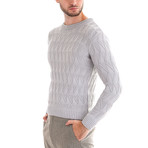 Wool Sweater + Geometric Design // Light Gray (S)