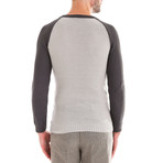 Wool Raglan Sweater + Geometric Design // Gray (M)