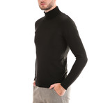 Wool Polo Long Sleeve // Solid Black (S)