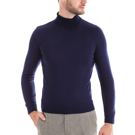 Wool Polo Long Sleeve // Solid Navy (S)