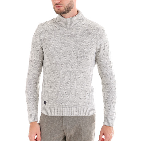 Wool Geometric Polo Shirt // Light Gray (S)
