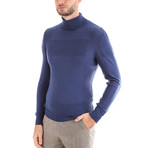 Wool Striped Polo Shirt // Blue (M)