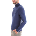 Wool Striped Polo Shirt // Blue (S)