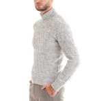 Wool Geometric Polo Shirt // Light Gray (M)