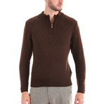 Quarter Zip Sweater // Brown (S)