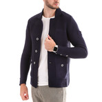 Textured Wool Jacket // Navy (XL)