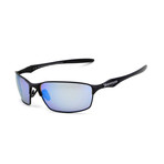 Seatbelt // Black Frame + Polarized Blue Mirror Lenses