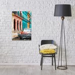 Colorful Buildings and Red Taxi Car // Philippe Hugonnard (26"W x 18"H x 0.75"D)