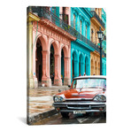 Colorful Buildings and Red Taxi Car // Philippe Hugonnard (26"W x 18"H x 0.75"D)