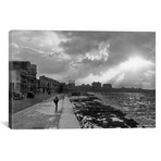Anonymous Silhouetted Man Walking Along Havana // Vintage Images // 1930s -1940s (18"W x 26"H x 0.75"D)
