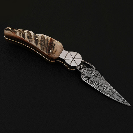 Damascus Steel Folding Knife // Back-Lock