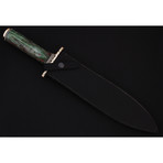 Damascus Steel Sword + Leather Sheath // Green Resin Micarta Handle