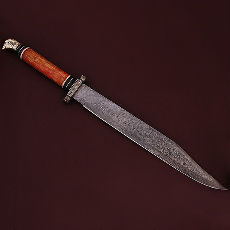 Collector's Edition Damascus Steel Long Sword // Orange Handle