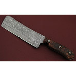 Damascus Steel Chopping Cleaver // Ram Horn Handle