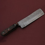 Damascus Steel Chopping Cleaver // Ram Horn Handle