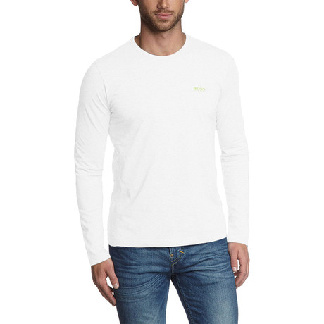 Crewneck Long Sleeve T-Shirt // White + Green (XS)