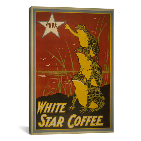 White Star Coffee Brand Label Vintage Poster // Unknown Artist (18"W x 26"H x 1.5"D)