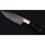 Damascus Steel Skinner Knife // Bull Horn Handle