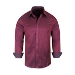 Mauro True Modern-Fit Long-Sleeve Dress Shirt // Burgundy (M)