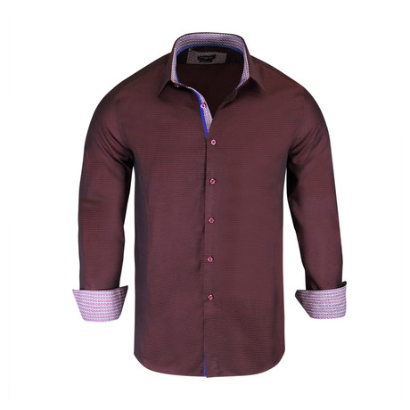 Raymon True Modern-Fit Long-Sleeve Dress Shirt // Burgundy (XS)