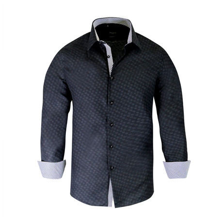 Wilmer True Modern-Fit Long-Sleeve Dress Shirt // Black (S)